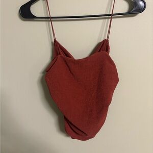 H & M Rust Strappy Tank Top Size Small New Ruched Camisole Earthy Festival